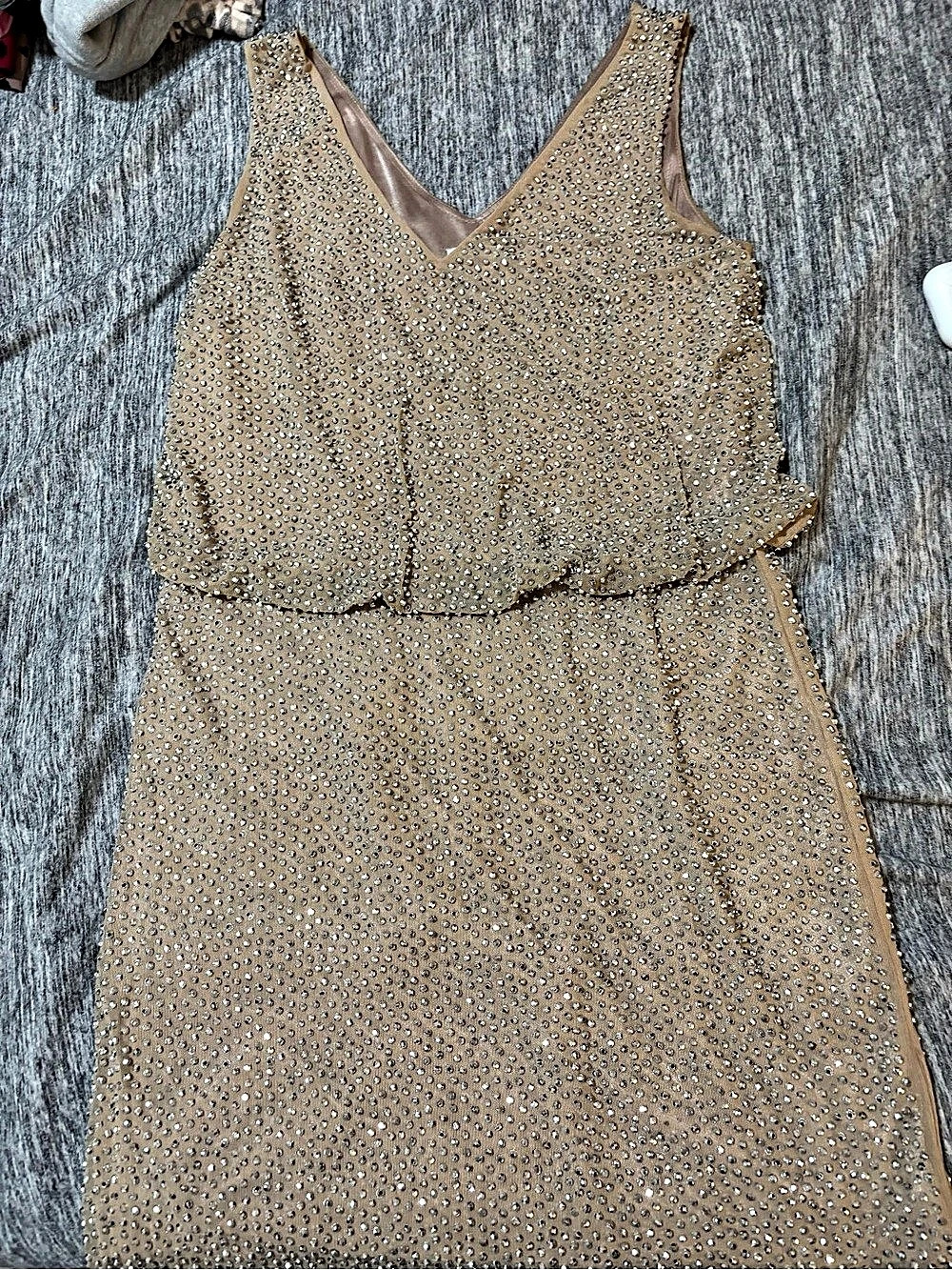 Embellished Mini Dress in Brown Like New